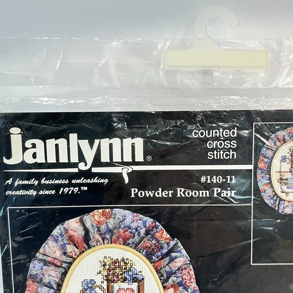 Janlynn Counted Cross Stitch Kit#140-11 Powder Room Pair Ruffles Cottage Country
